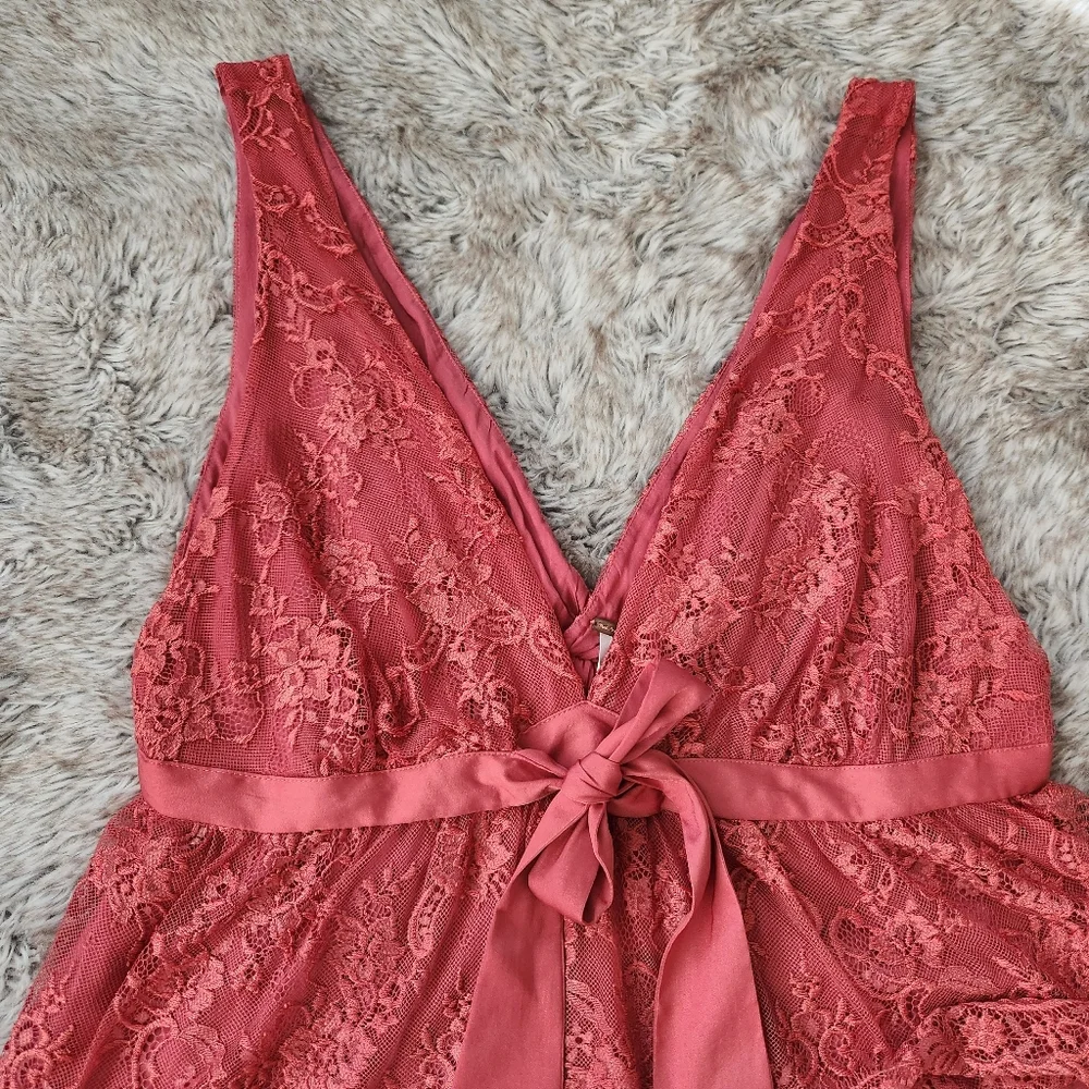 Free People Chante‎ Lace Tank Top Frenchie Kiss Red Women's Size XL